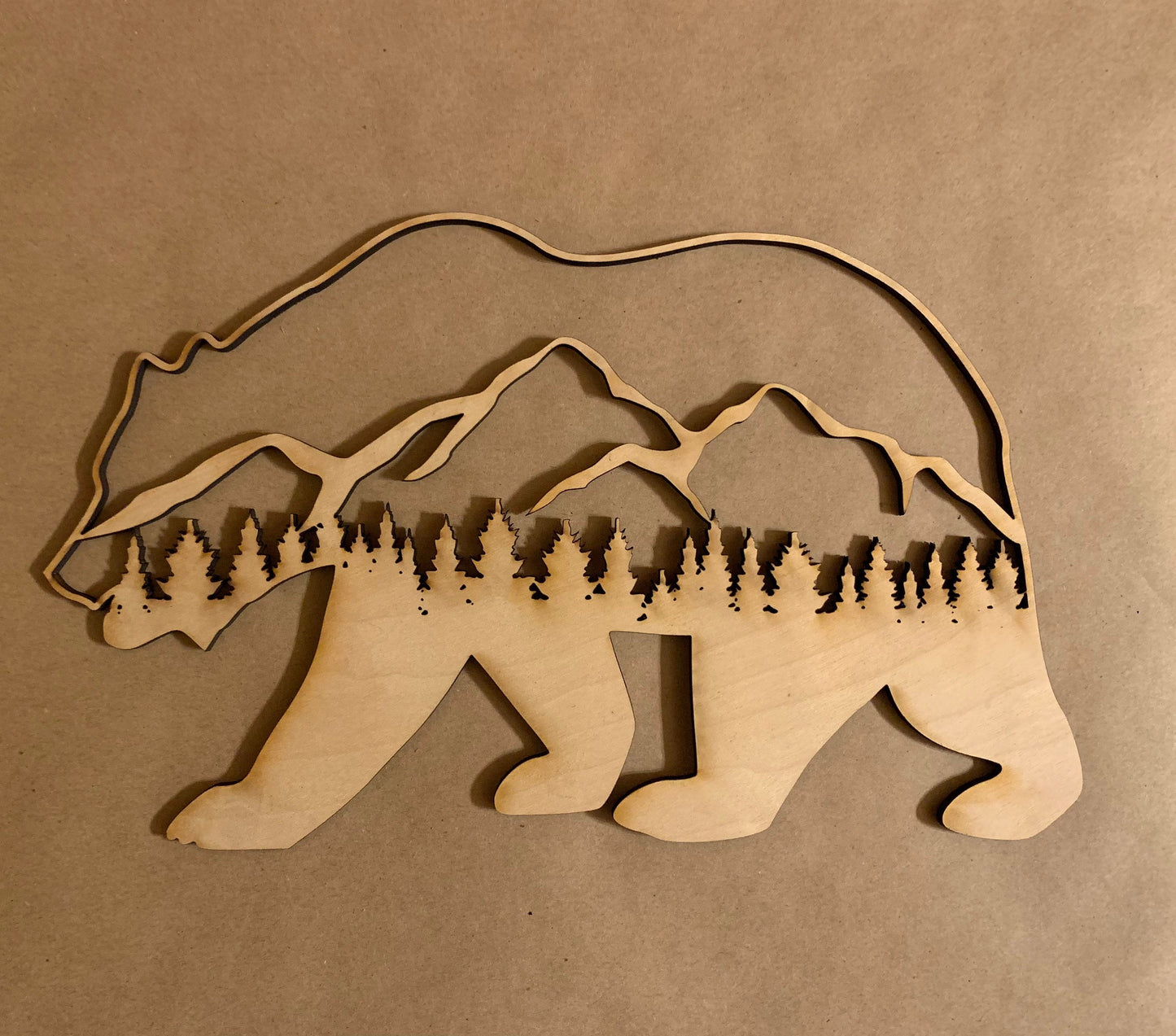 Bear and Mountains Resin Art Frame. Unfinished Wood frame. Resin art frame. DIY wood cutout.