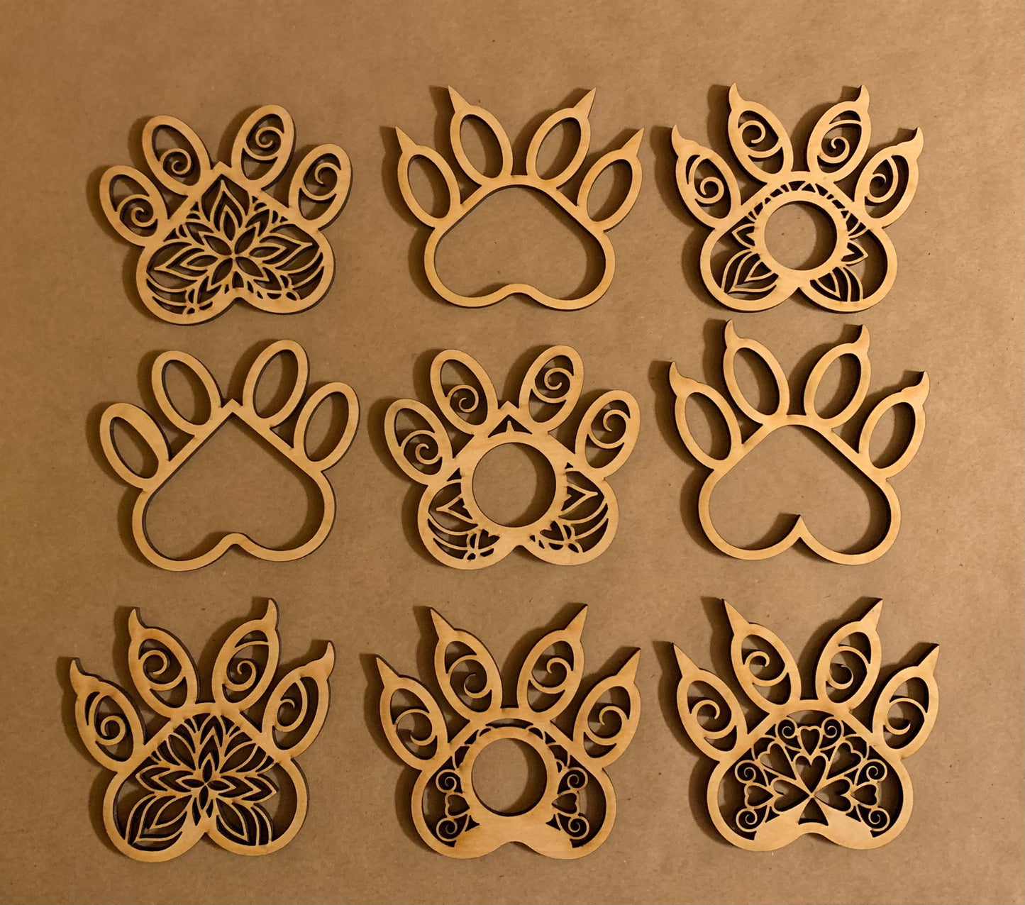 Paws Pack Unfinished Wood Pieces - Set of 9