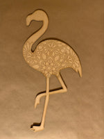 Flamingo Mandala Unfinished Scored Wood Plaque. DIY wood cutout. Wood mandala blank.