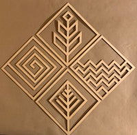 Set of 4 Elements Square Unfinished Laser Cut Wood Blanks. Resin Frames. DIY Wall Art.