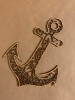 Anchor Mandala Unfinished Wood Resin Art Frame. Resin art frame. DIY wood cutout. Unfinished laser cut wood resin frame.