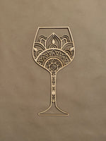 Intricate Wine Glass Mandala Unfinished Wood frame. Resin art frame. DIY wood cutout. Unfinished laser cut wood resin frame. Wood blanks.