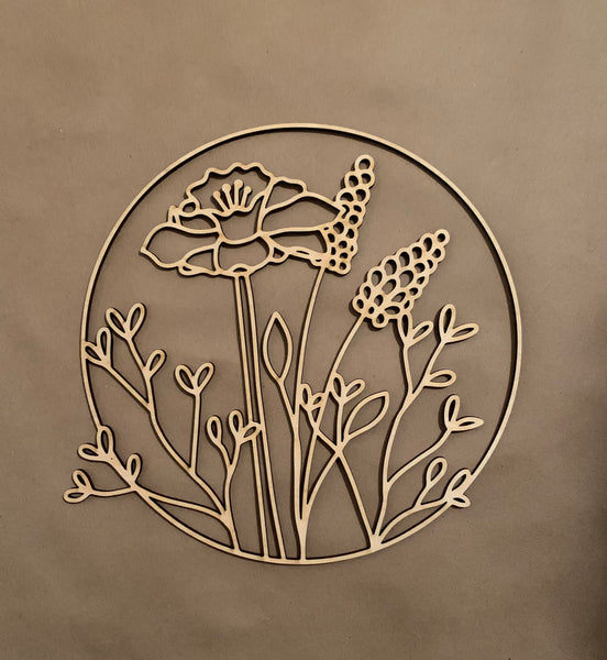 Floral Round Unfinished Wood Cut Out. Unfinished Wood frame. Resin art frame. DIY wood cutout. Unfinished laser cut wood resin frame.