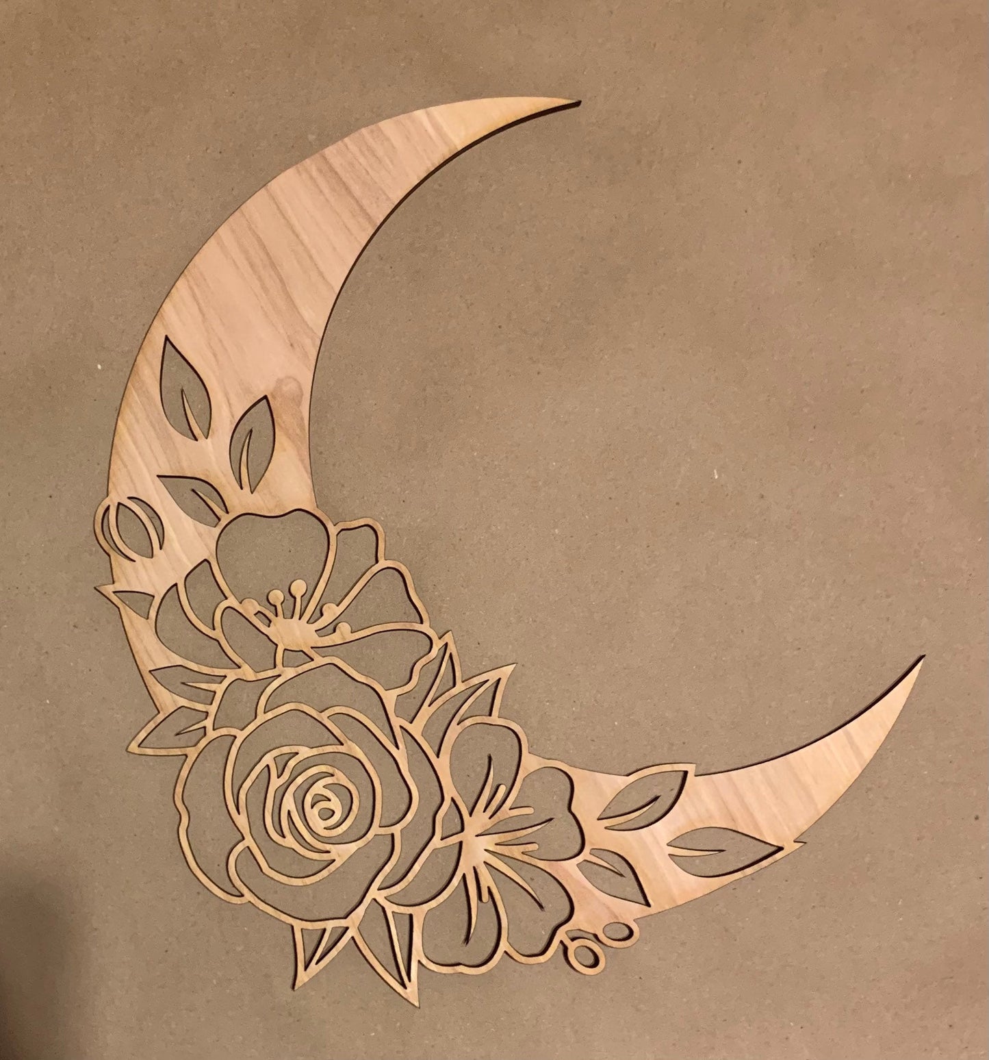 Floral Moon Unfinished Wood frame. Resin art frame. DIY wood cutout. Unfinished laser cut wood resin frame.