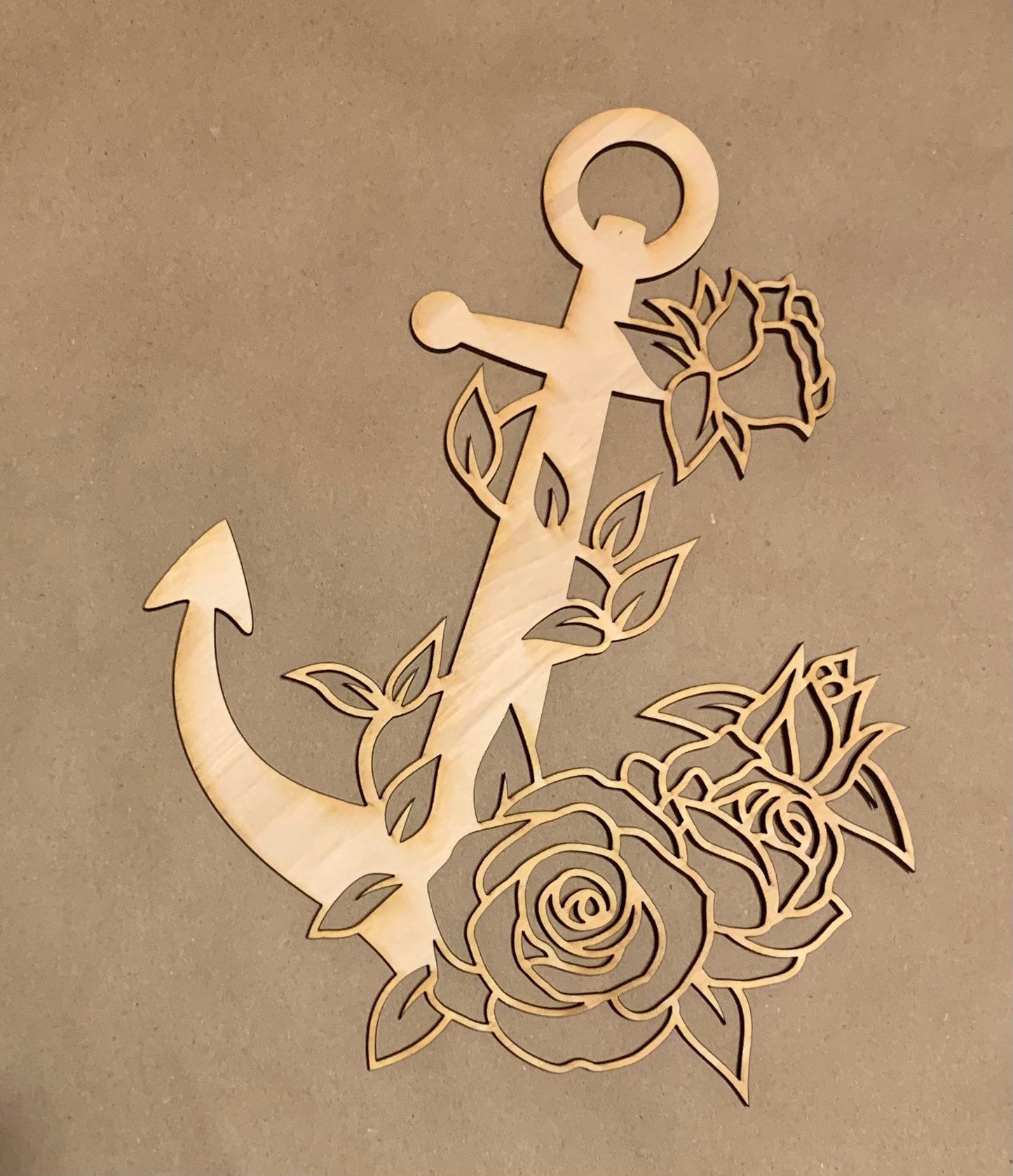 Floral Anchor Unfinished Wood frame. Resin art frame. DIY wood cutout. Unfinished laser cut wood resin frame.