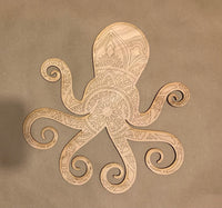 Octopus Mandala Unfinished Scored Wood Plaque. DIY wood cutout. Wood mandala blank.