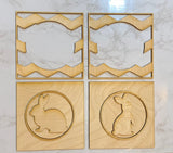 Set of 2 Bunny Shelf Sitter Signs. DIY wood cutout.