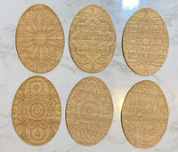 Set of 6 Scored Easter Eggs Unfinished Wood Blanks. DIY wood cutout. Kids Easter Craft.