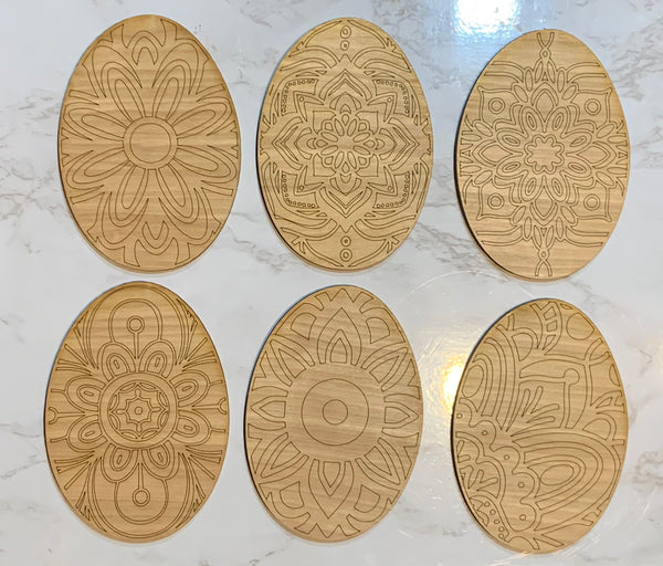 Set of 6 Scored Easter Eggs Unfinished Wood Blanks. DIY wood cutout. Kids Easter Craft.