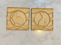 Set of 2 Bunny Shelf Sitter Signs. DIY wood cutout.