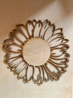Sunflower Unfinished Wood Resin Art Frame. Resin art frame. DIY wood cutout. Unfinished laser cut wood resin frame.