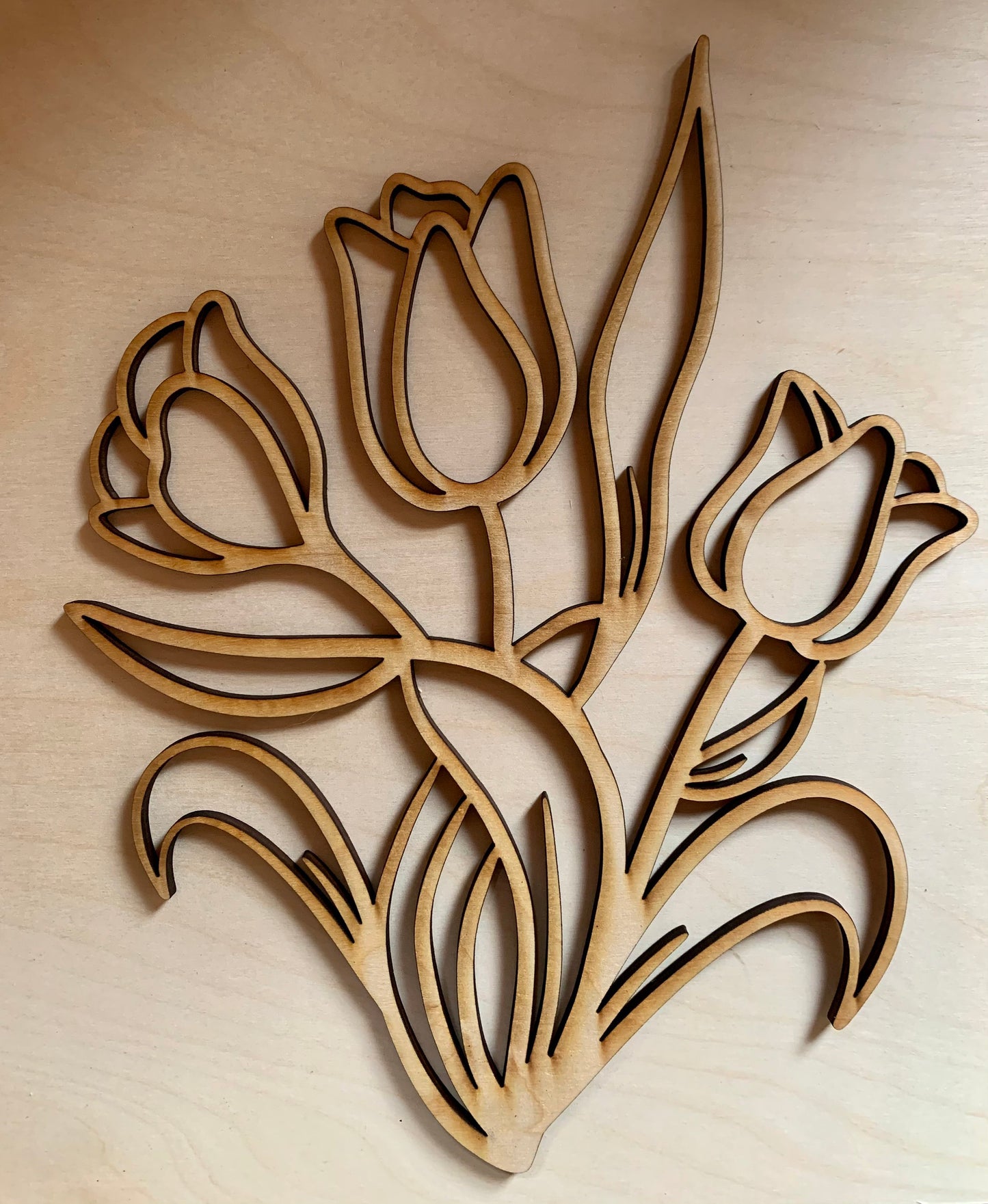 Tulip Bouquet. Unfinished Wood Cut Out. Unfinished Wood frame. Resin art frame. DIY wood cutout.