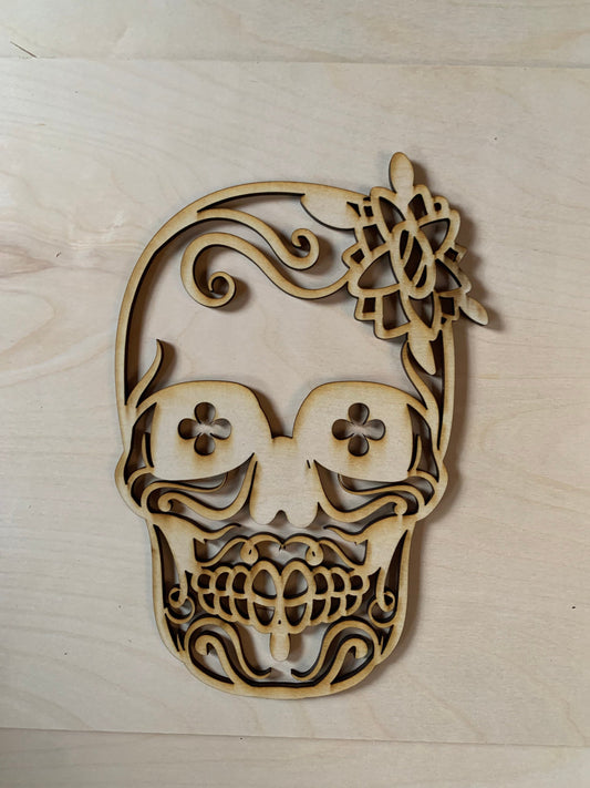 Decorative Floral Skull Unfinished Wood frame. Resin art frame. DIY wood cutout. Unfinished laser cut wood resin frame. Wood blanks.