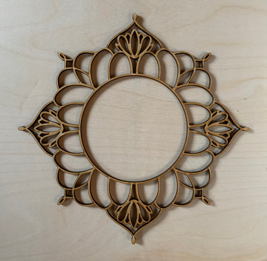 Intricate Mandala Unfinished Wood frame. Resin art frame. DIY wood cutout. Unfinished laser cut wood resin frame. Wood blanks.