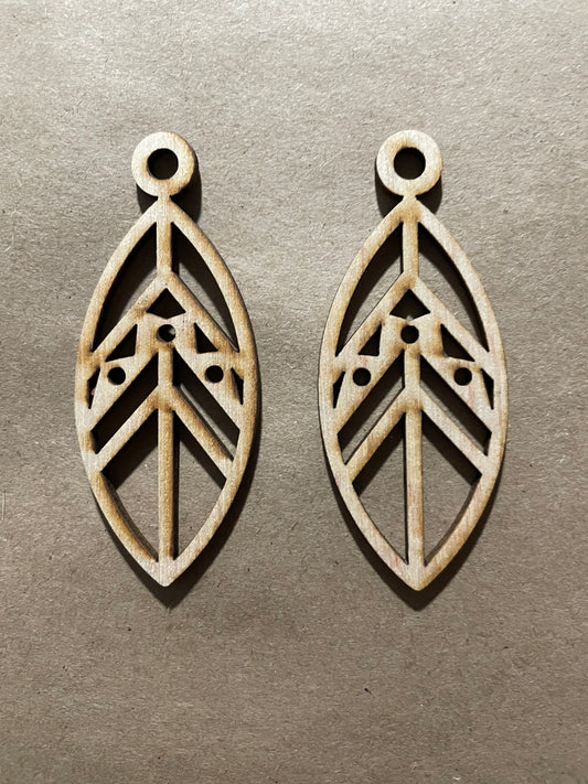 Leaf Blank Wood Earrings. DIY jewelry. Unfinished laser cut wood jewelry. Wood earring blanks. Unfinished wood earrings. Wood jewelry blanks.