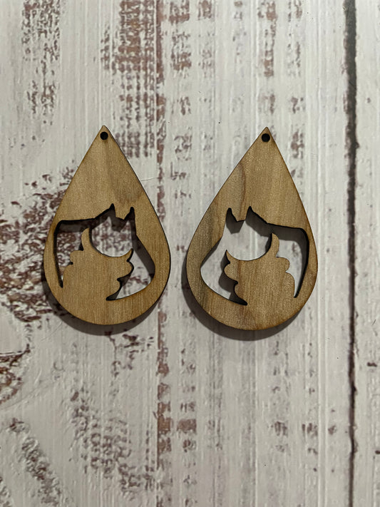 Halloween Blank Wood Earrings. DIY jewelry. Unfinished laser cut wood jewelry. Wood earring blanks. Unfinished wood earrings. Wood jewelry blanks.