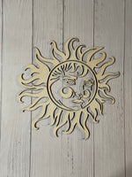 Sun Face Unfinished Wood Resin Art Frame. Resin art frame. DIY wood cutout. Unfinished laser cut wood resin frame.
