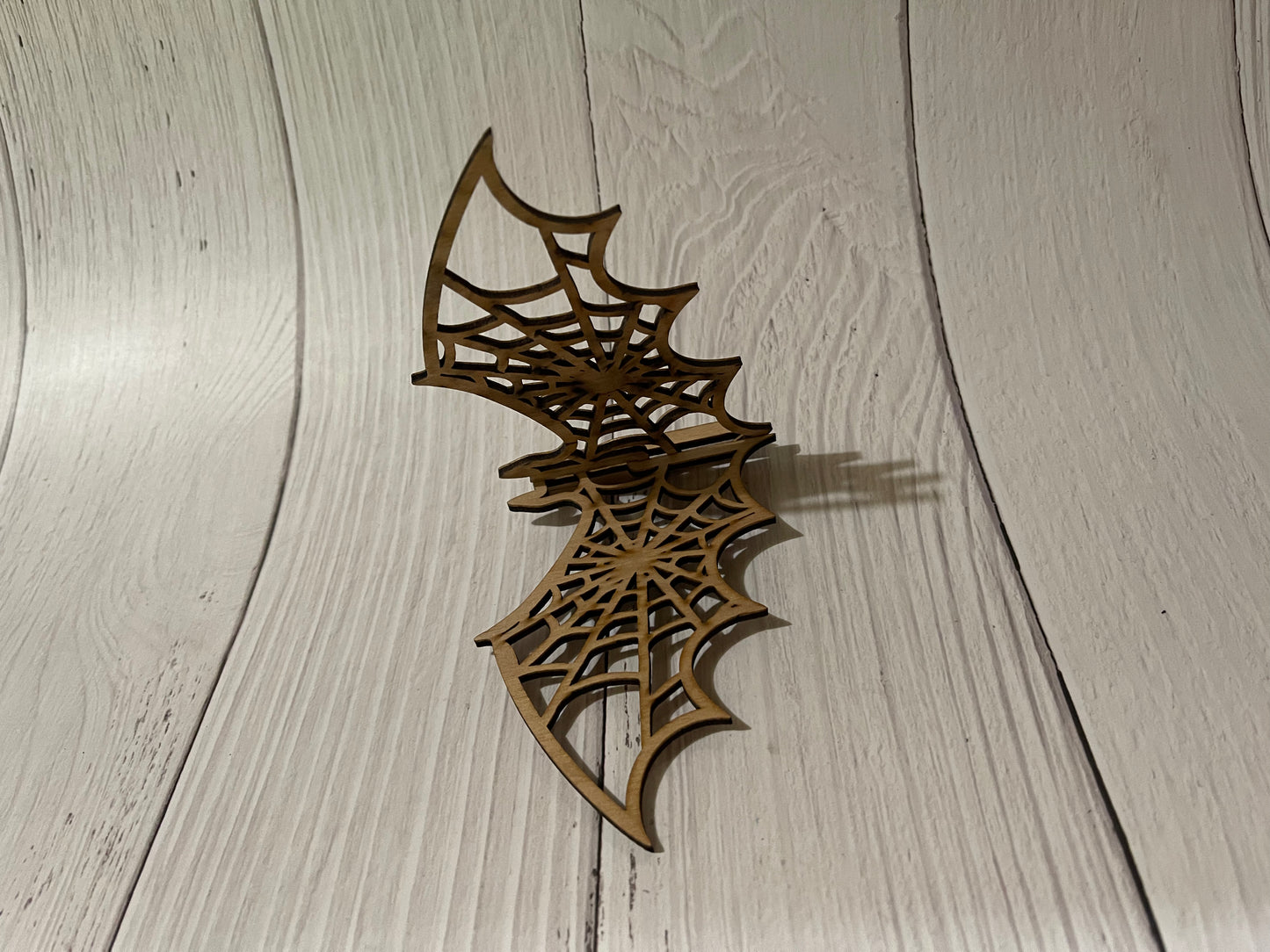 3D Bat Spiderwebs Wings Unfinished Wood Blank. DIY wood cutout. Diy painting blank.