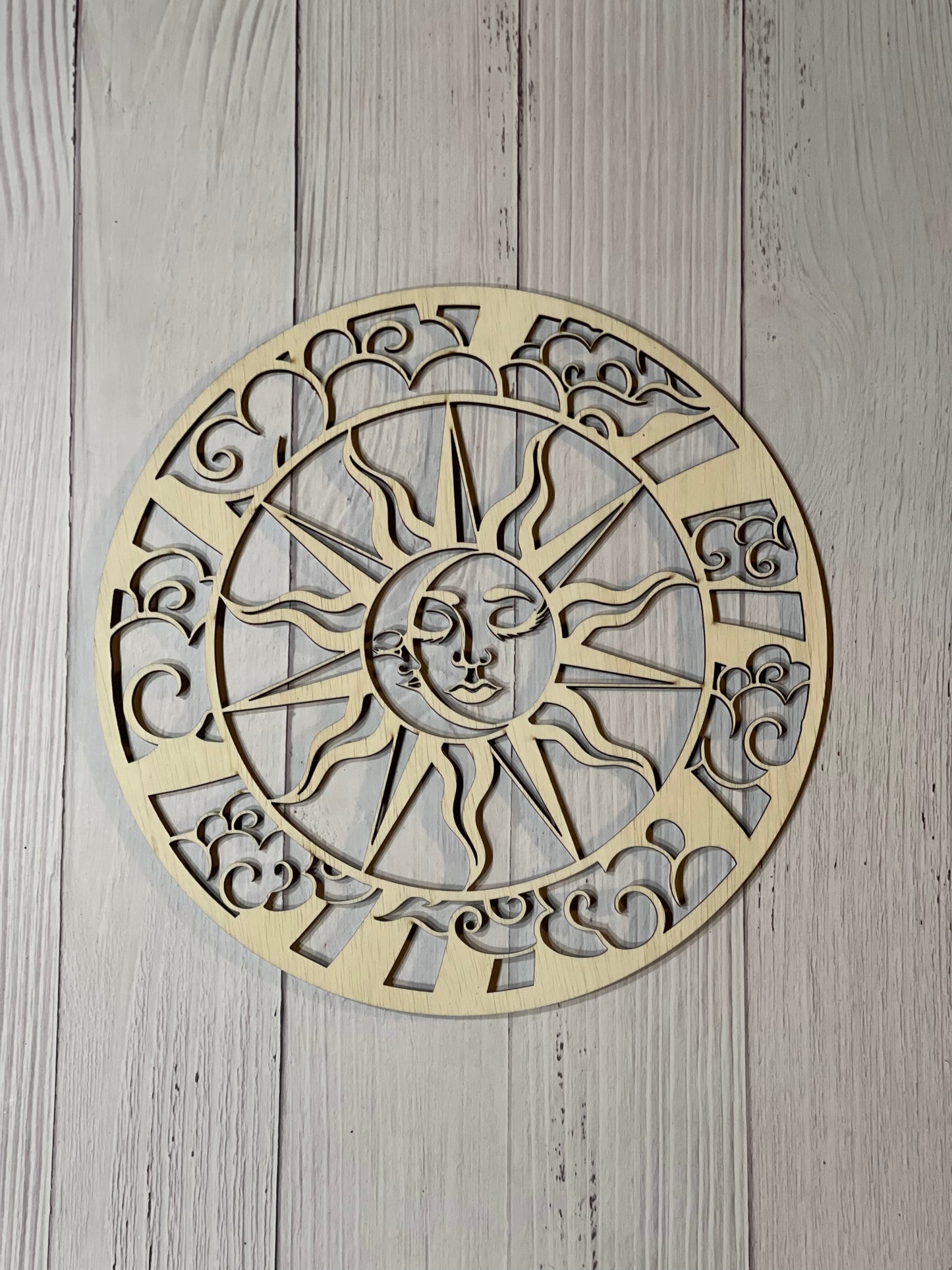 Sun and Moon Mandala Unfinished Wood Resin Art Frame. Resin art frame. DIY wood cutout. Unfinished laser cut wood resin frame.