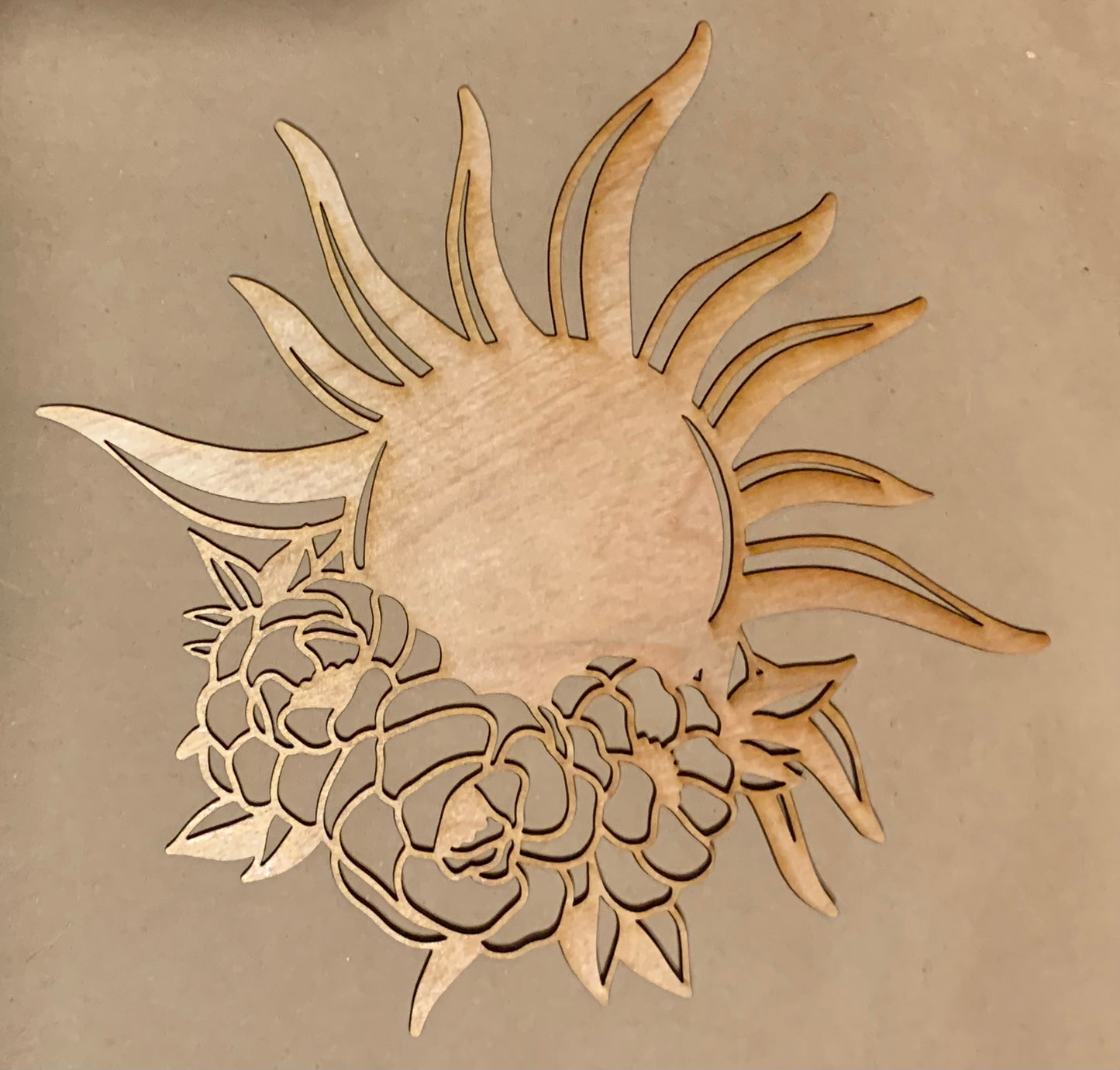 Floral Sun Unfinished Wood frame. Resin art frame. DIY wood cutout. Unfinished laser cut wood resin frame.