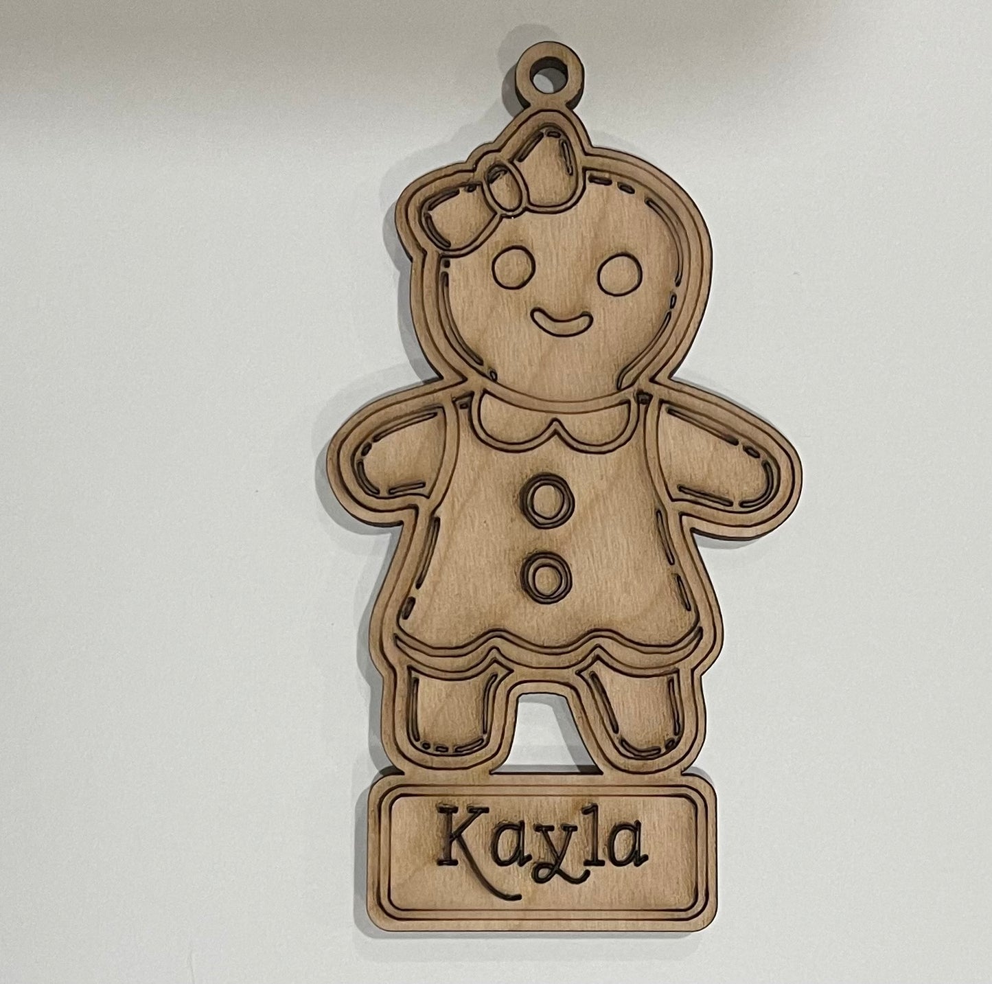 Gingerbread Girl Ornament. Unfinished wood ornament