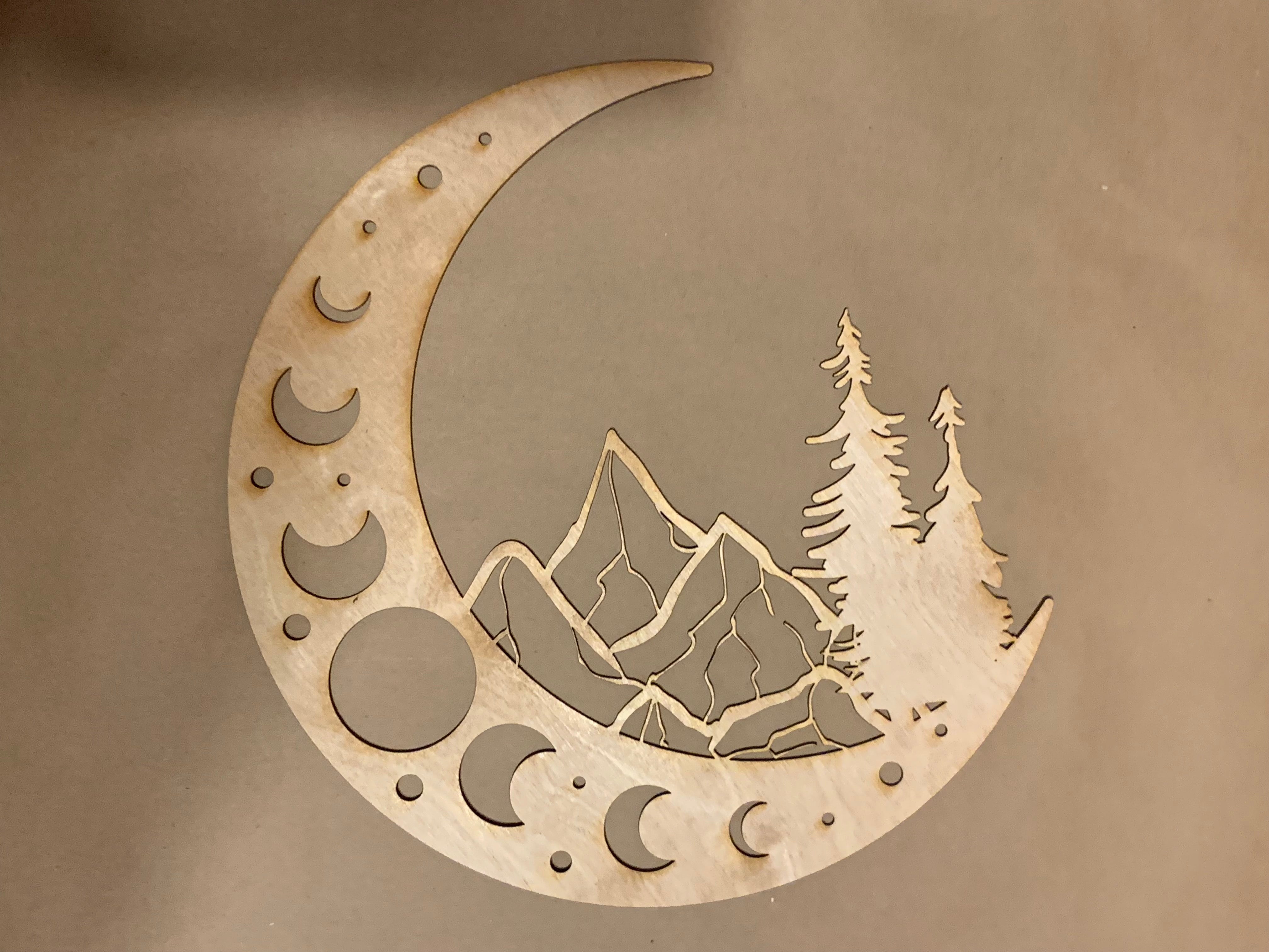 Mountain Moon Unfinished Wood frame. Resin art frame. DIY wood cutout ...