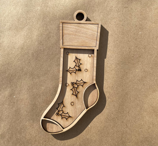 Stocking Ornament Unfinished wood ornament