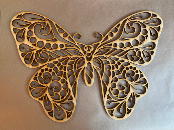 Butterfly Mandala Unfinished Wood Cut Out. Unfinished Wood frame. Resin art frame. DIY wood cutout. Unfinished laser cut wood resin frame.
