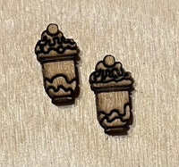 Ice Cream Sundae Blank Wood Stud Earrings. DIY jewelry. Unfinished laser cut wood jewelry. Wood earring blanks. Unfinished wood earrings. Wood jewelry blanks.