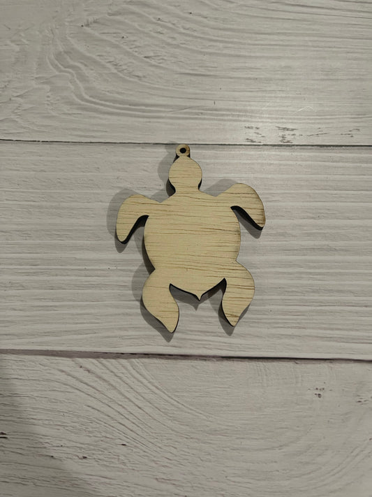 Sea Turtle Unfinished Wood Keychain Blank