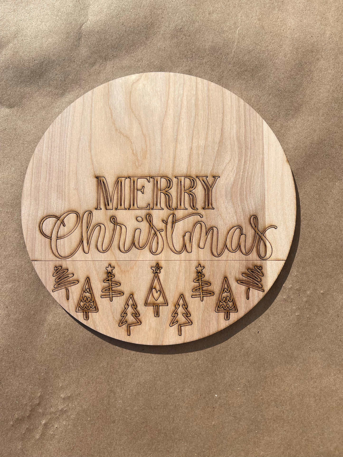Merry Christmas Round Unfinished Scored Wood Blank. DIY wood cutout. Diy painting blank.