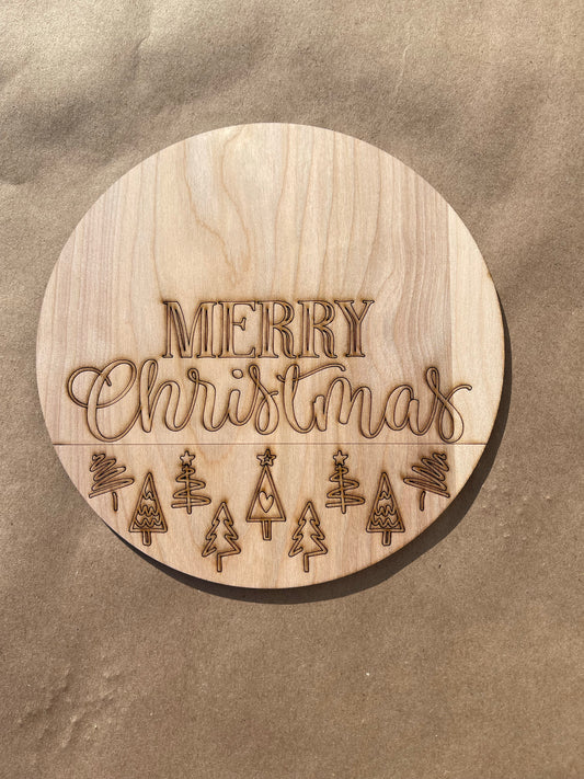 Merry Christmas Round Unfinished Scored Wood Blank. DIY wood cutout. Diy painting blank.