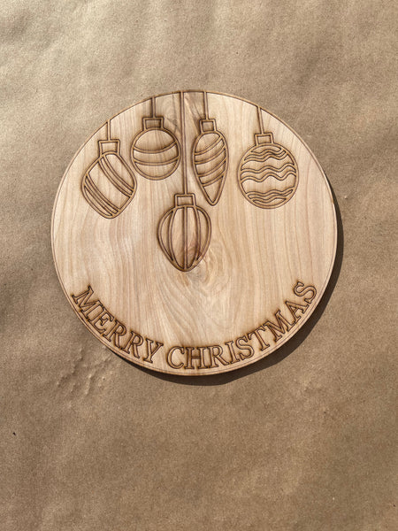 Merry Christmas Round Unfinished Scored Wood Blank. DIY wood cutout. Diy painting blank.