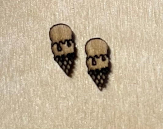 Double Scoop Ice Cream Cone Blank Wood Stud Earrings. DIY jewelry. Unfinished laser cut wood jewelry. Wood earring blanks. Unfinished wood earrings. Wood jewelry blanks.