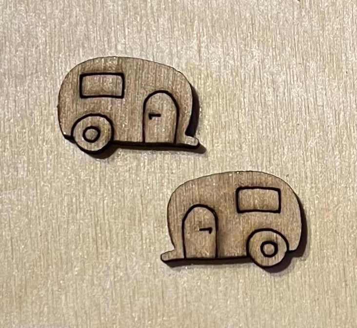 Camper Blank Wood Stud Earrings. DIY jewelry. Unfinished laser cut wood jewelry. Wood earring blanks. Unfinished wood earrings. Wood jewelry blanks.