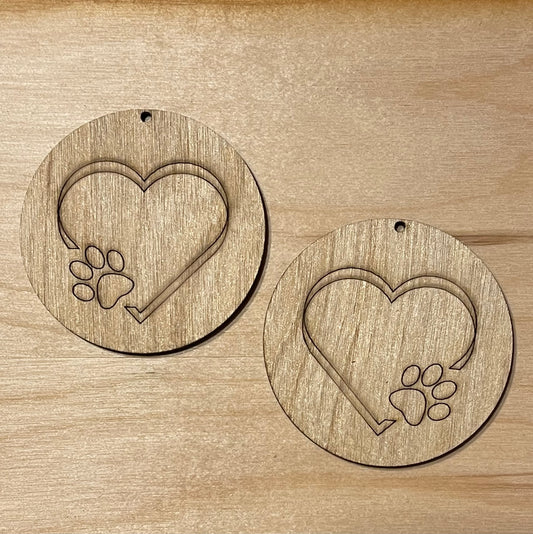 Paws Blank Wood Earrings. DIY jewelry. Unfinished laser cut wood jewelry. Wood earring blanks. Unfinished wood earrings. Wood jewelry blanks.