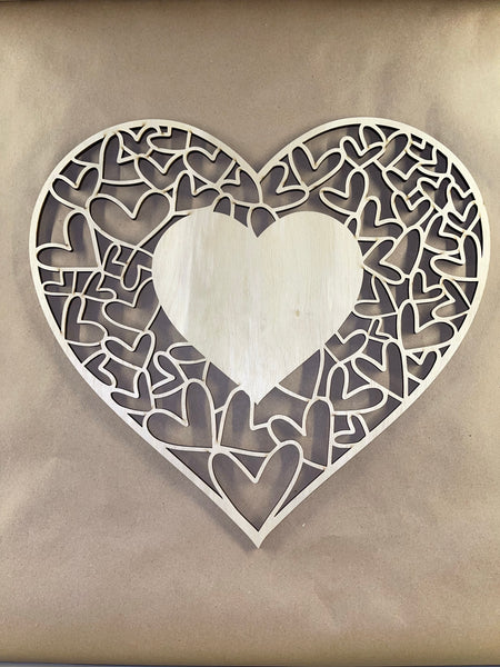 Heart Outlines Unfinished Wood frame. Resin art frame. DIY wood cutout. Unfinished laser cut wood resin frame.