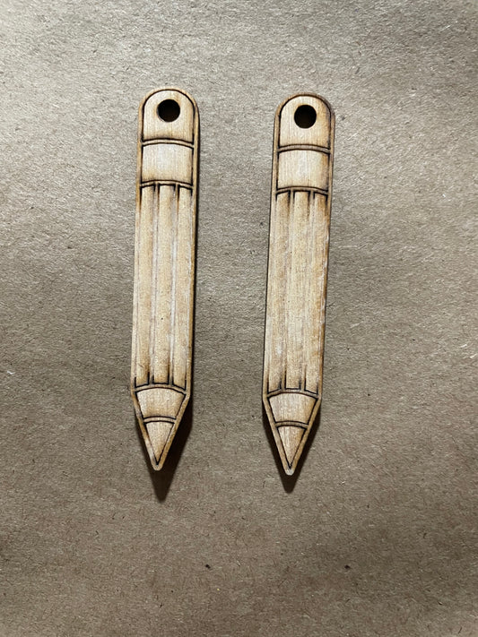 Pencil Blank Wood Earrings. DIY jewelry. Unfinished laser cut wood jewelry. Wood earring blanks. Unfinished wood earrings. Wood jewelry blanks.