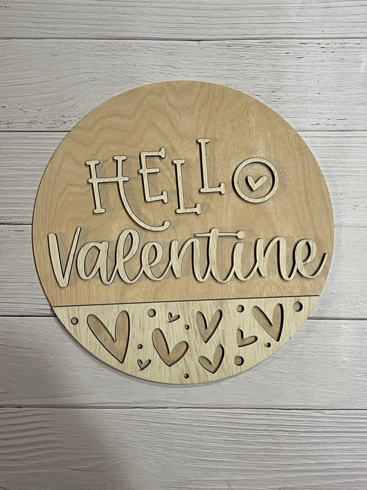 Hello Valentine Round Sign Blank Set