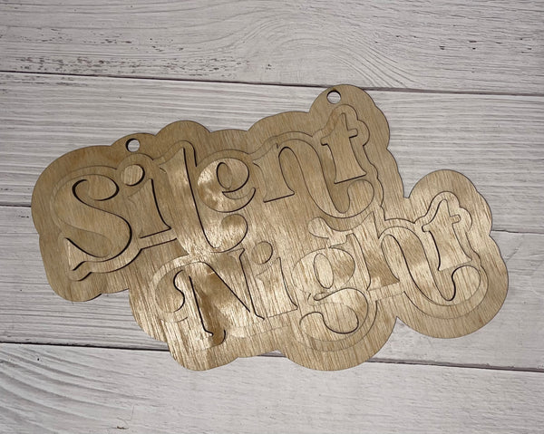 Silent Night 3 Layer Unfinished Scored Wood Plaque. DIY wood cutout