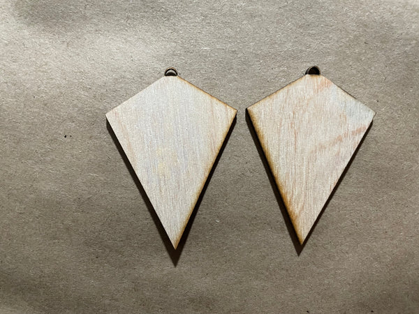 Solid Upside Down Point Blank Wood Earrings. DIY jewelry. Unfinished laser cut wood jewelry. Wood earring blanks. Unfinished wood earrings. Wood jewelry blanks.