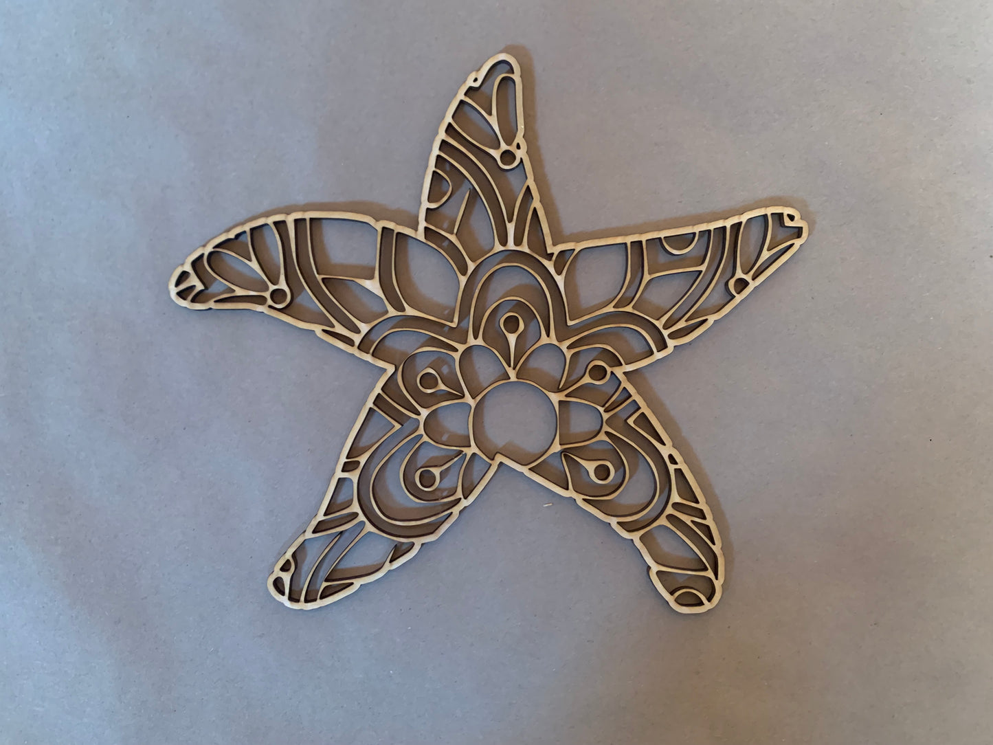 Starfish Mandala Unfinished Wood Blank. DIY wood cutout. Wood mandala blank.