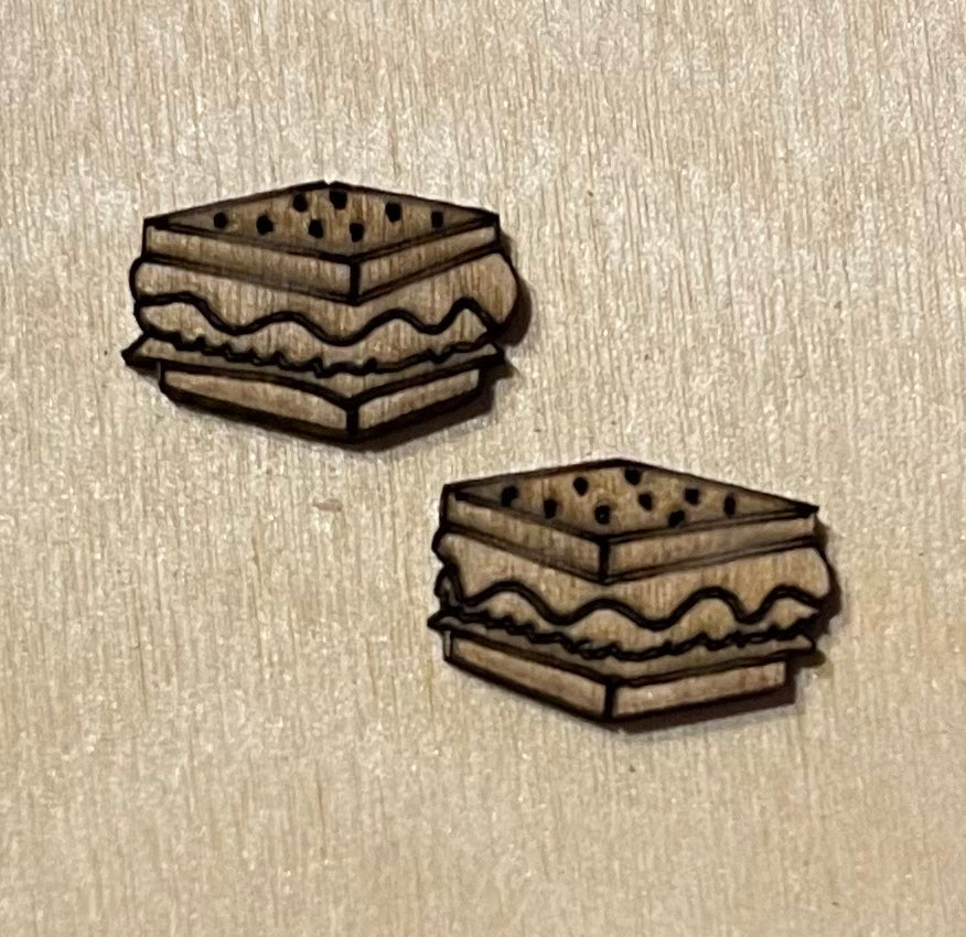 Sandwich Blank Wood Stud Earrings. DIY jewelry. Unfinished laser cut wood jewelry. Wood earring blanks. Unfinished wood earrings. Wood jewelry blanks.