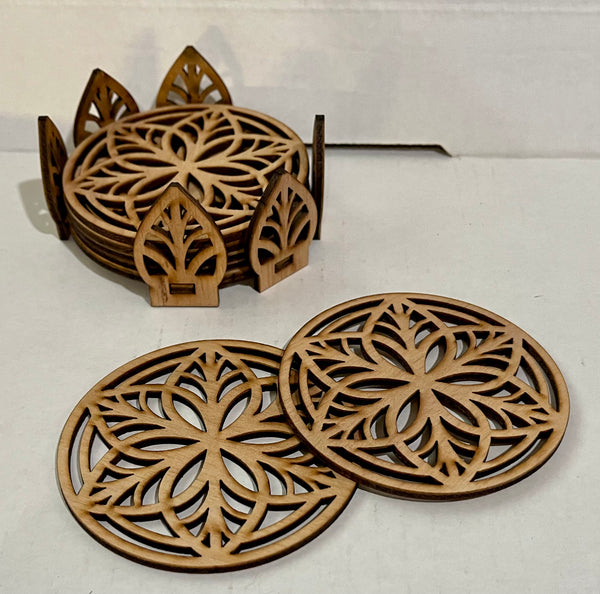 Wood Coaster Blanks and Holder. DIY coaster. Unfinished laser cut wood –  Wicked Gold