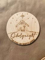 O Holy Night Round Unfinished Scored Wood Blank. DIY wood cutout. Diy painting blank.