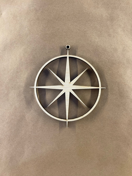 Compass Star Unfinished Wood Blank. DIY wood cutout. Diy painting blank.