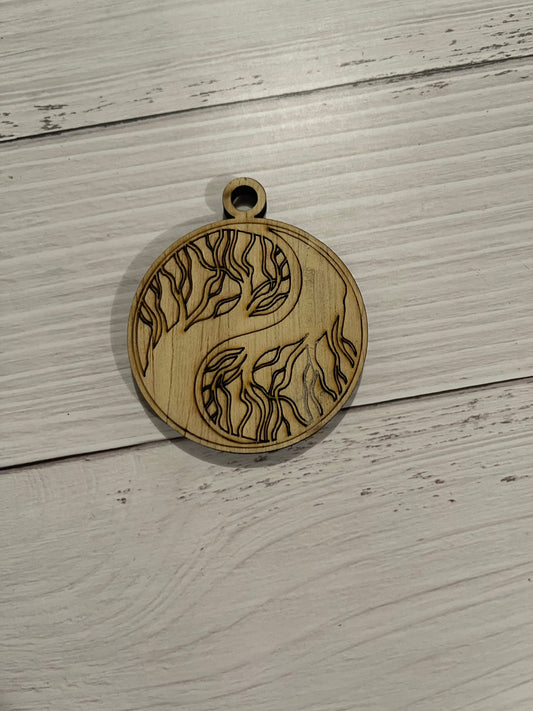 Tree Yin Yang Unfinished Wood Keychain Blank