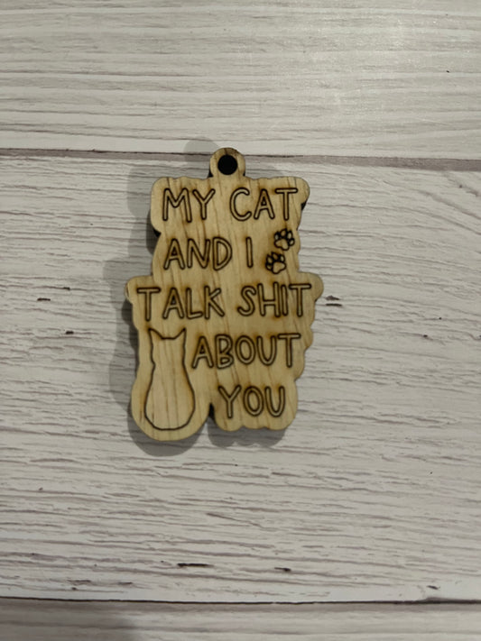 Cat NSFW Unfinished Wood Keychain Blank