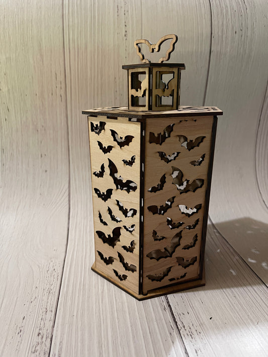 Bats Pattern Lantern Light Box - Laser Cut Unfinished Wood Project