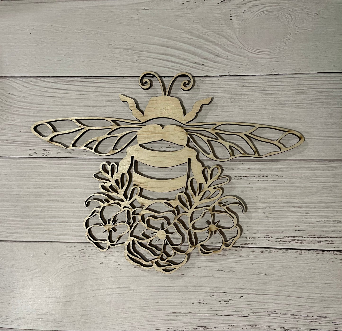 Bee and Flowers Unfinished Wood frame. Resin art frame. DIY wood cutout. Unfinished laser cut wood resin frame. Wood blanks.